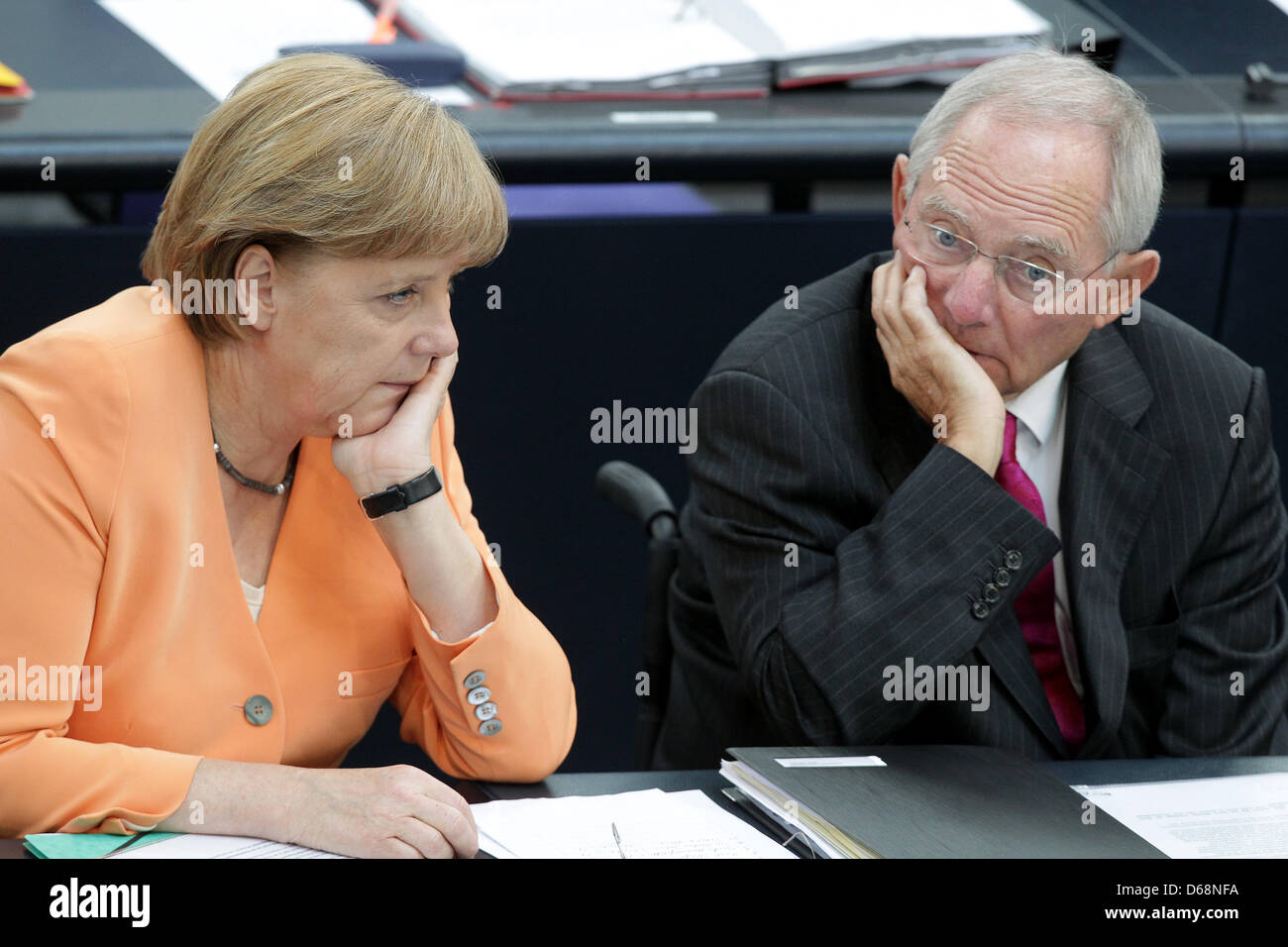 German Chancellor Angela Merkel (CDU) and German Minister of Finance ...