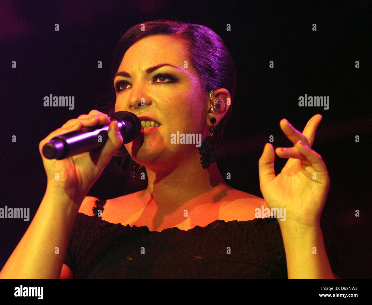 Dutch Pop and Jazz singer Caro Emerald performs on stage at the Zelt