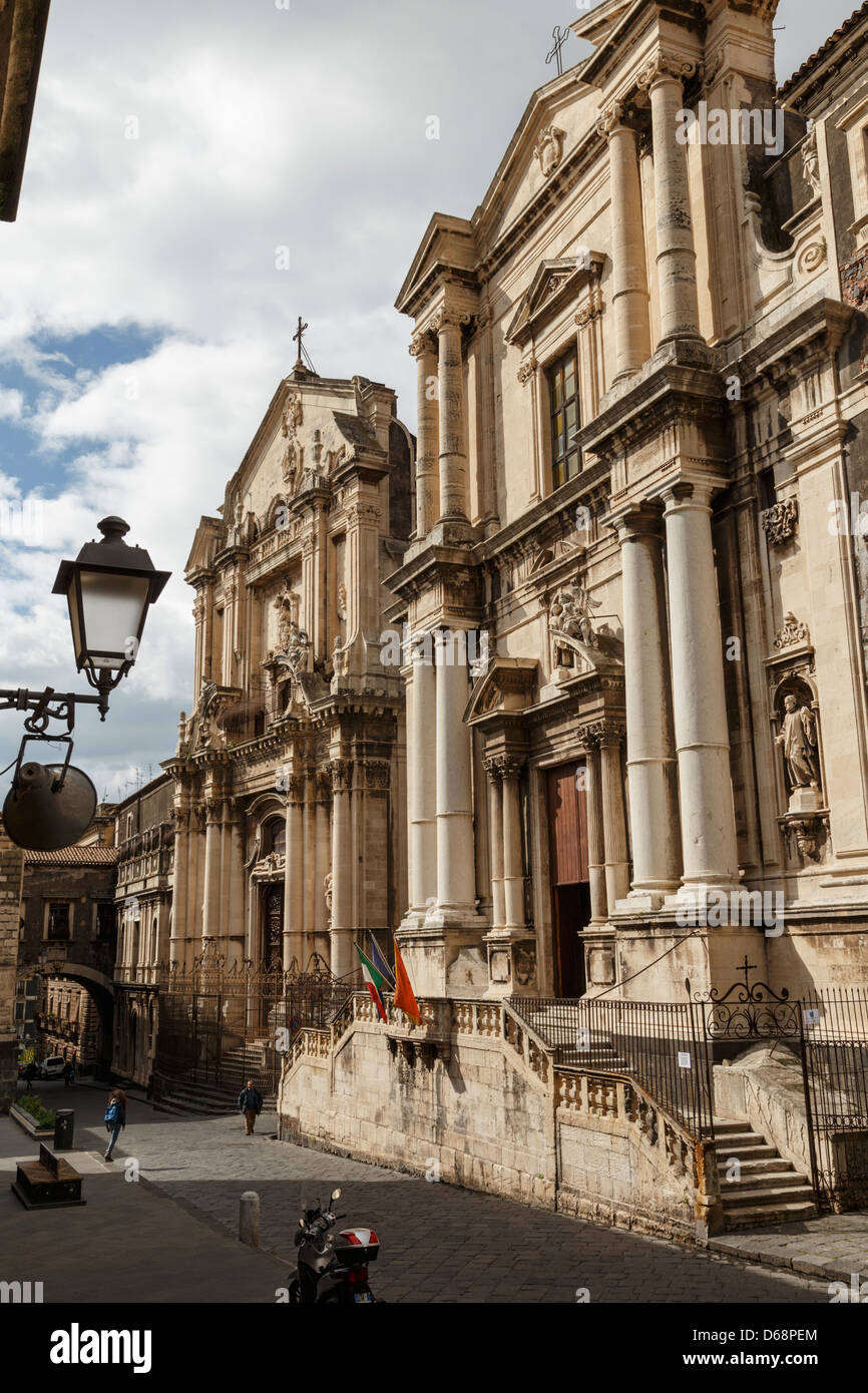 Catania, Via Crociferi, Baroque churches. Stock Photo