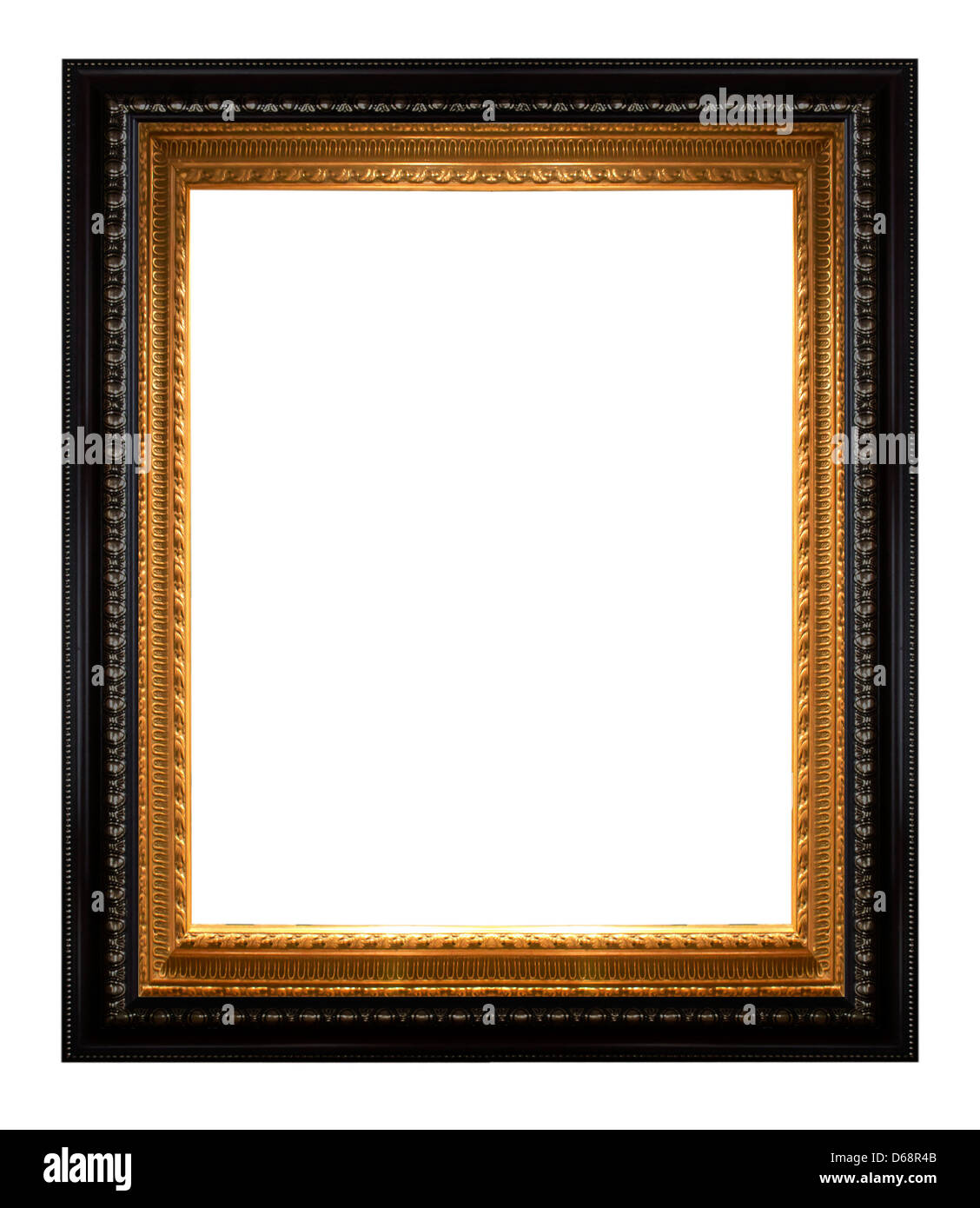 Old antique wooden picture frame black white background Stock Photo Alamy