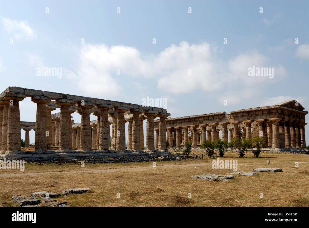 Paestum Italy. View of the front of the Temple of Hera (Basilica) and