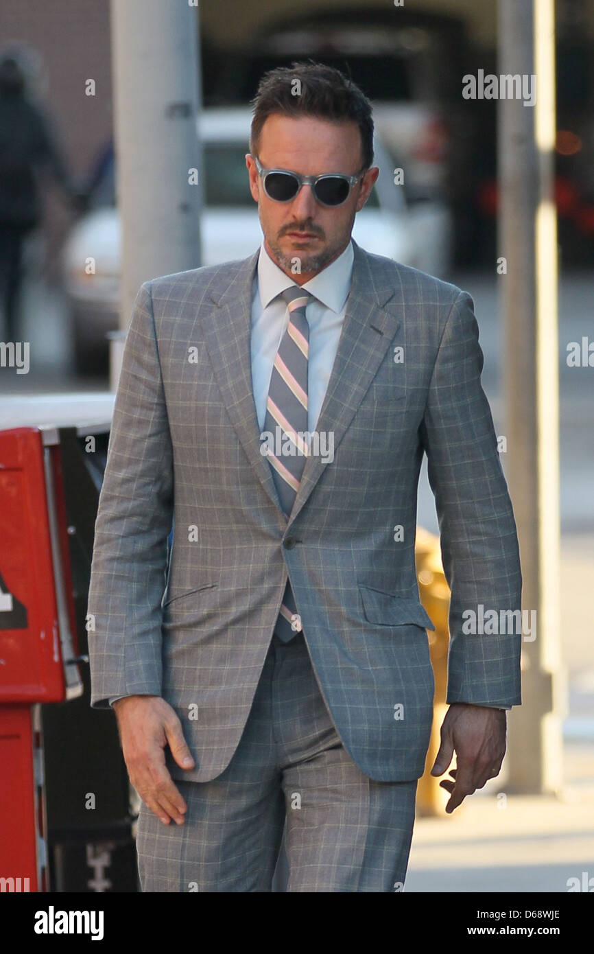 David Arquette departs a business meeting wearing a suit Los Angeles