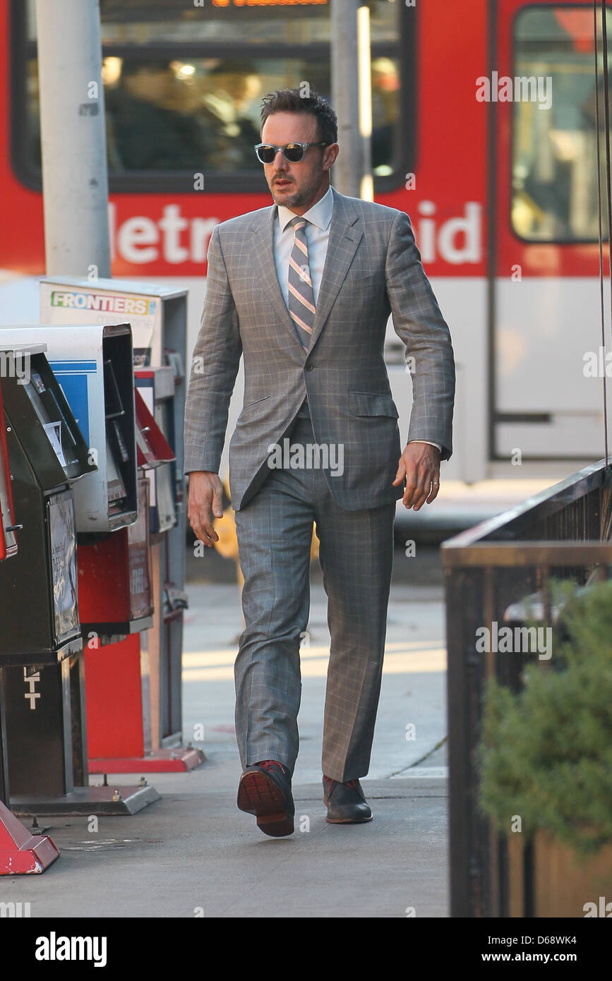 David Arquette departs a business meeting wearing a suit Los Angeles