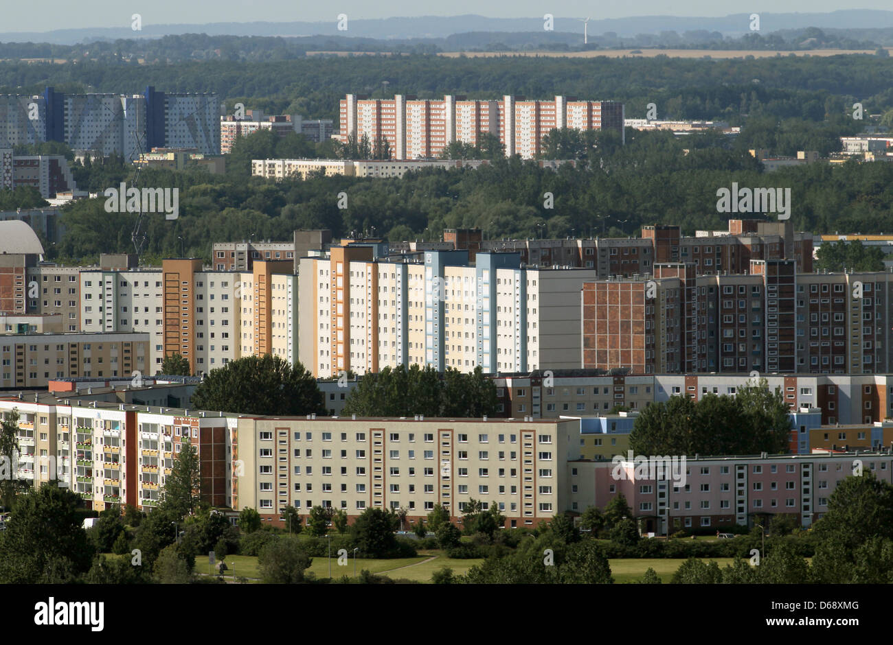 View of the tower block districts in the north of Rostock Gross Klein