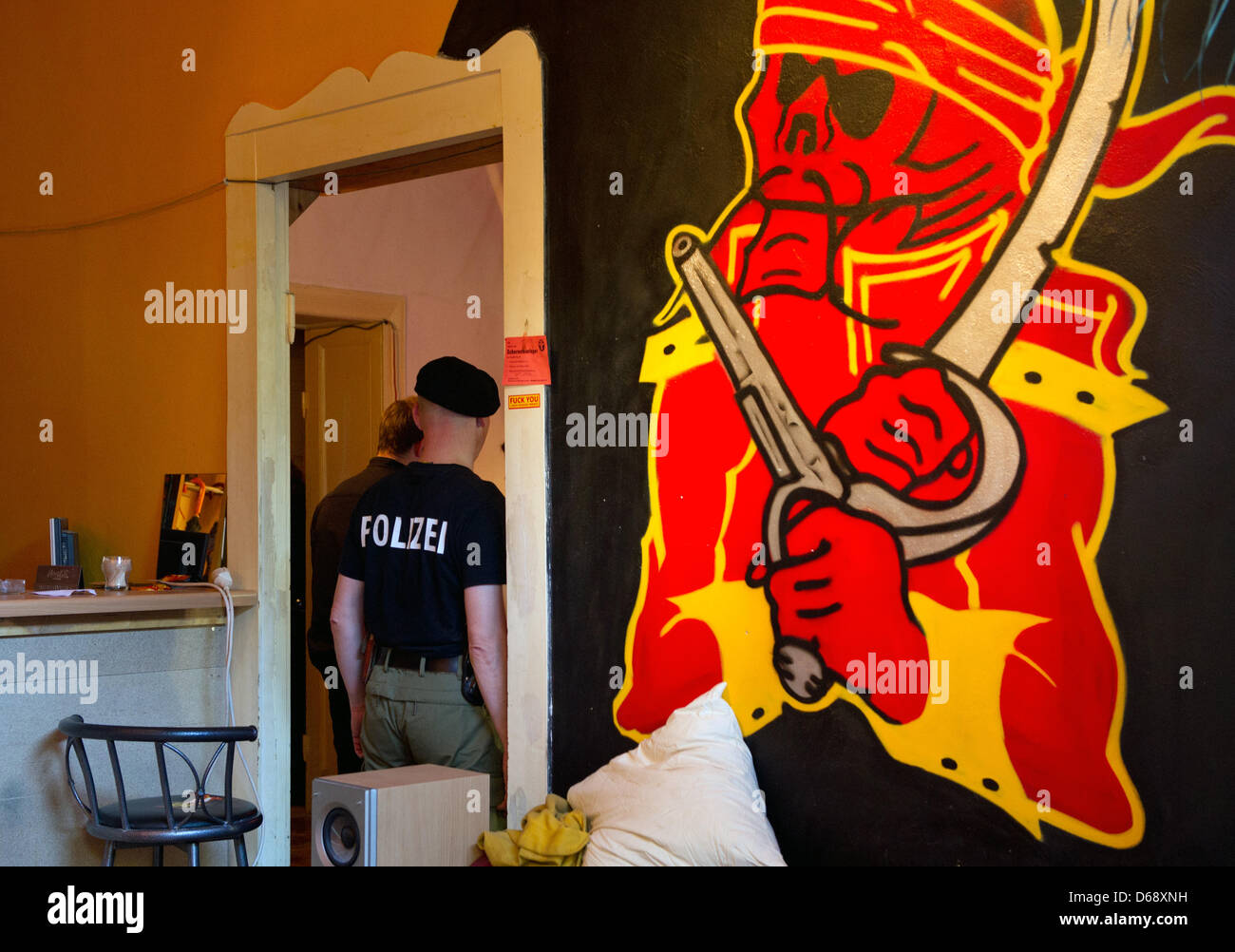 Stache Rocker Police officers search rooms associated with the Bandidos rocker group ...