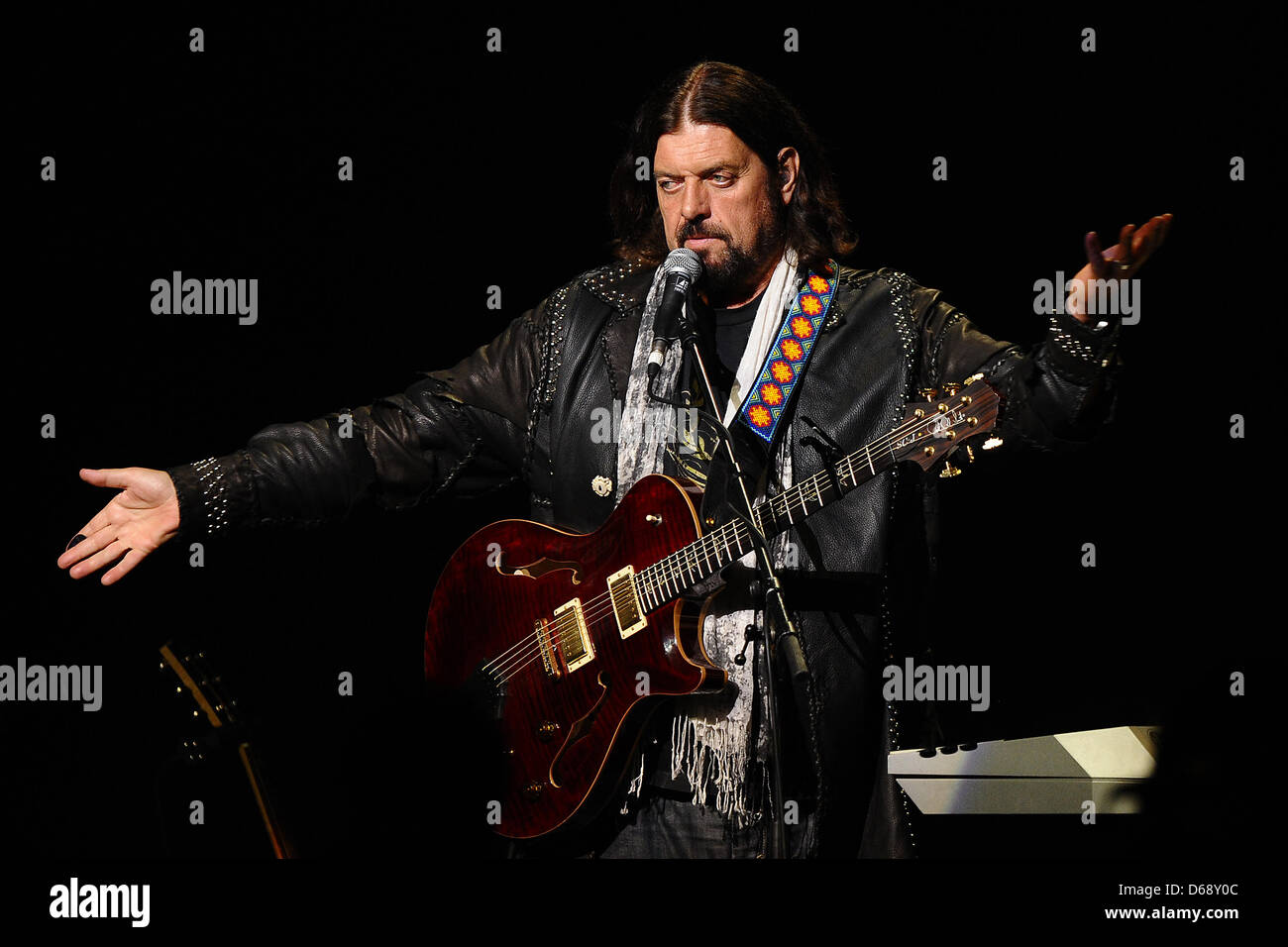 British musician and producer Alan Parsons plays his guitar during a The Alan Parsons Live Project concert at Colosseum Theater in Essen, Germany, 20 July 2012. Photo: Revierfoto Stock Photo