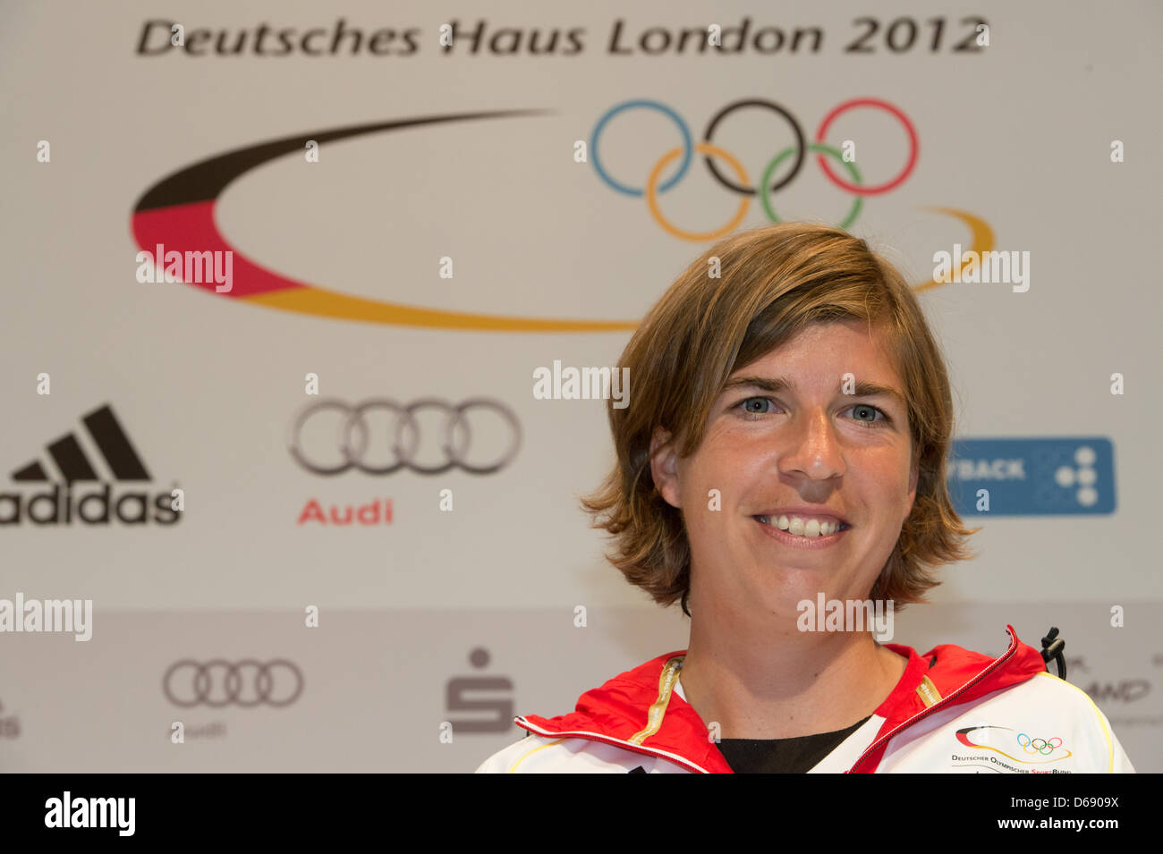 German field hockey player Natascha Keller druing a press conference in