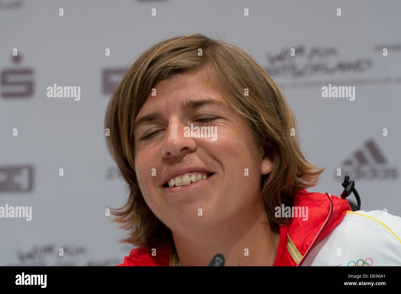 German field hockey player Natascha Keller druing a press conference in