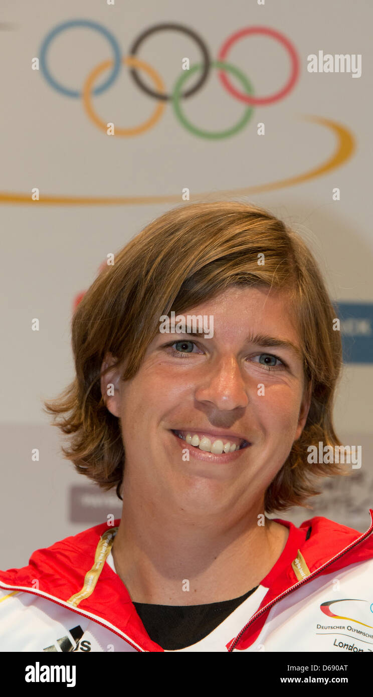 German field hockey player Natascha Keller smiles during a press