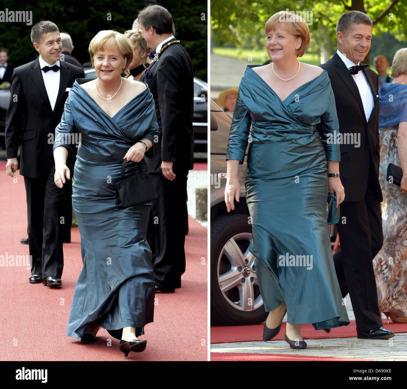 COMBO - A composite image showing German Chancellor Angela Merkel and her  husband Joachim Sauer arrive at the opening of the Bayreuth Festival in  Bayreuth, Germany, 25 July 2008 (left side) and