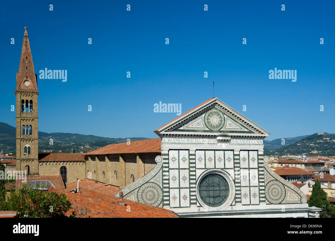 An aerial view of the Santa Maria Novella in Florence, Tuscany, Italy Stock Photo