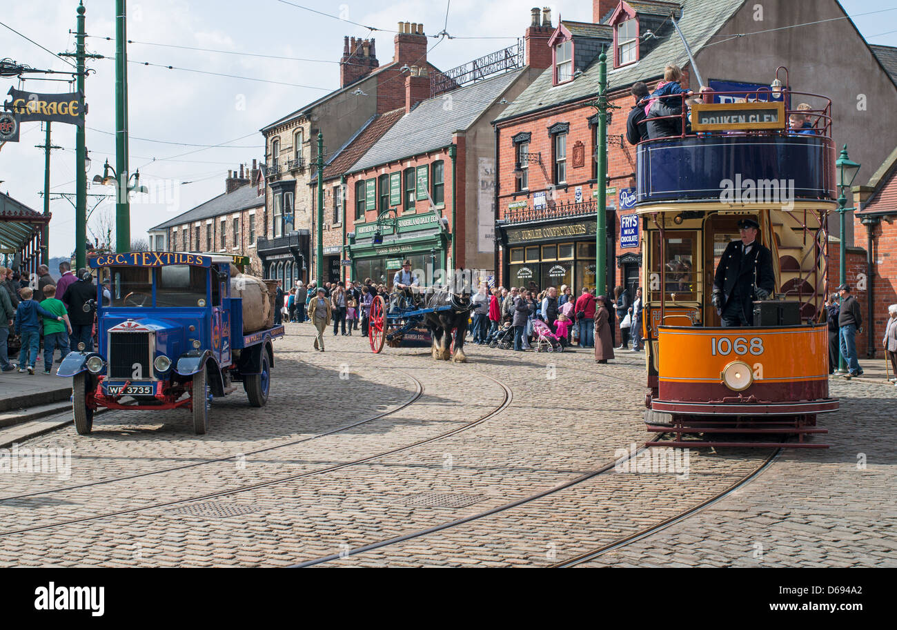 Historic road vehicles at Beamish Museum north east England UK Stock Photo