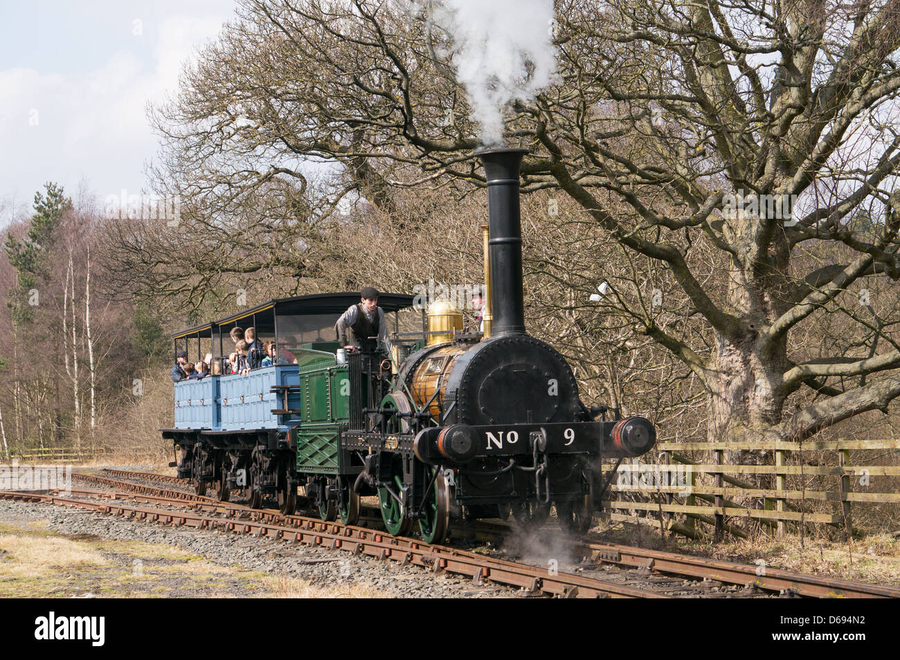 Replica steam engine at work Beamish Museum north east England