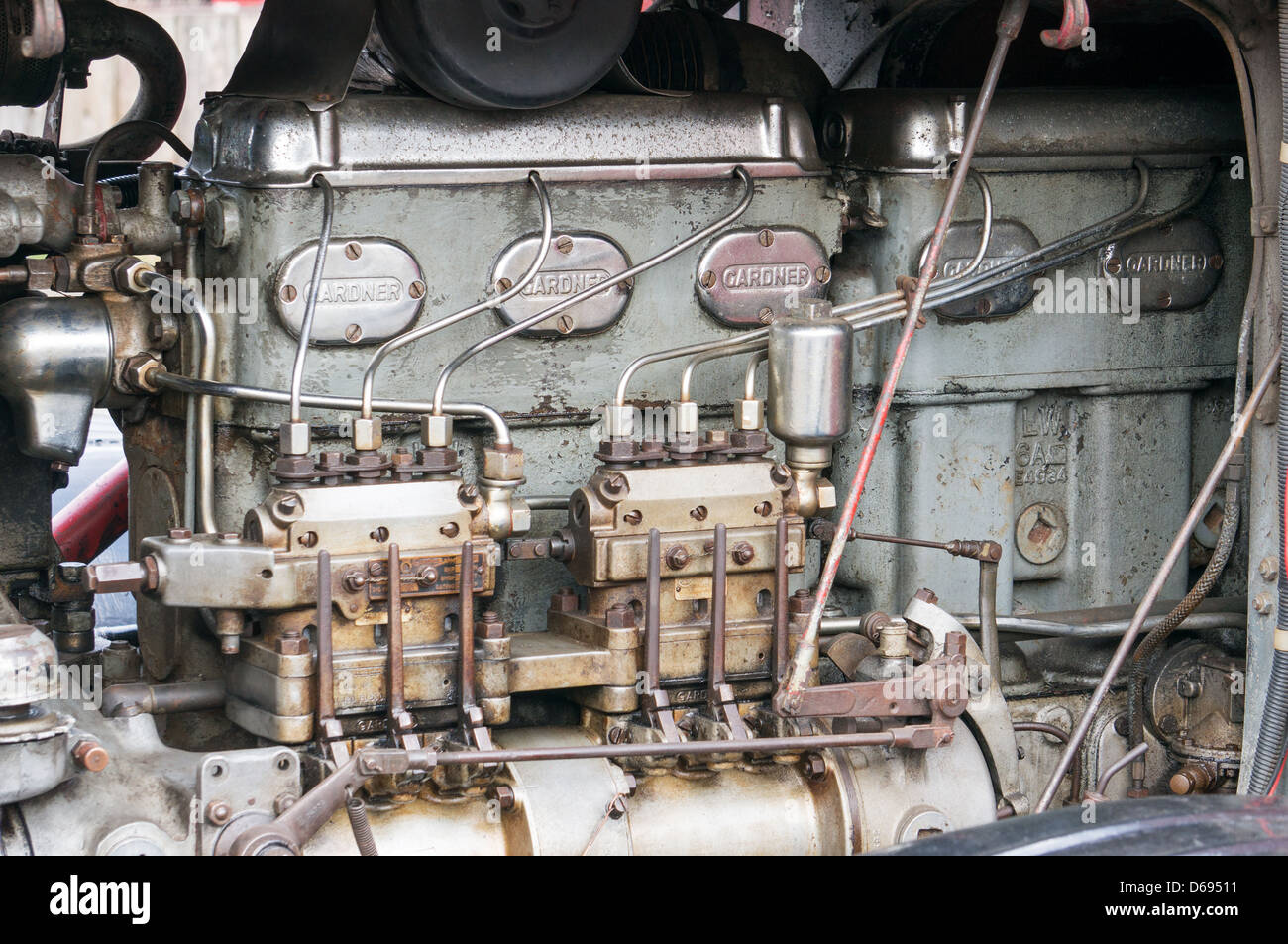 Six cylinder Gardner LW diesel engine Beamish Museum north east England UK Stock Photo