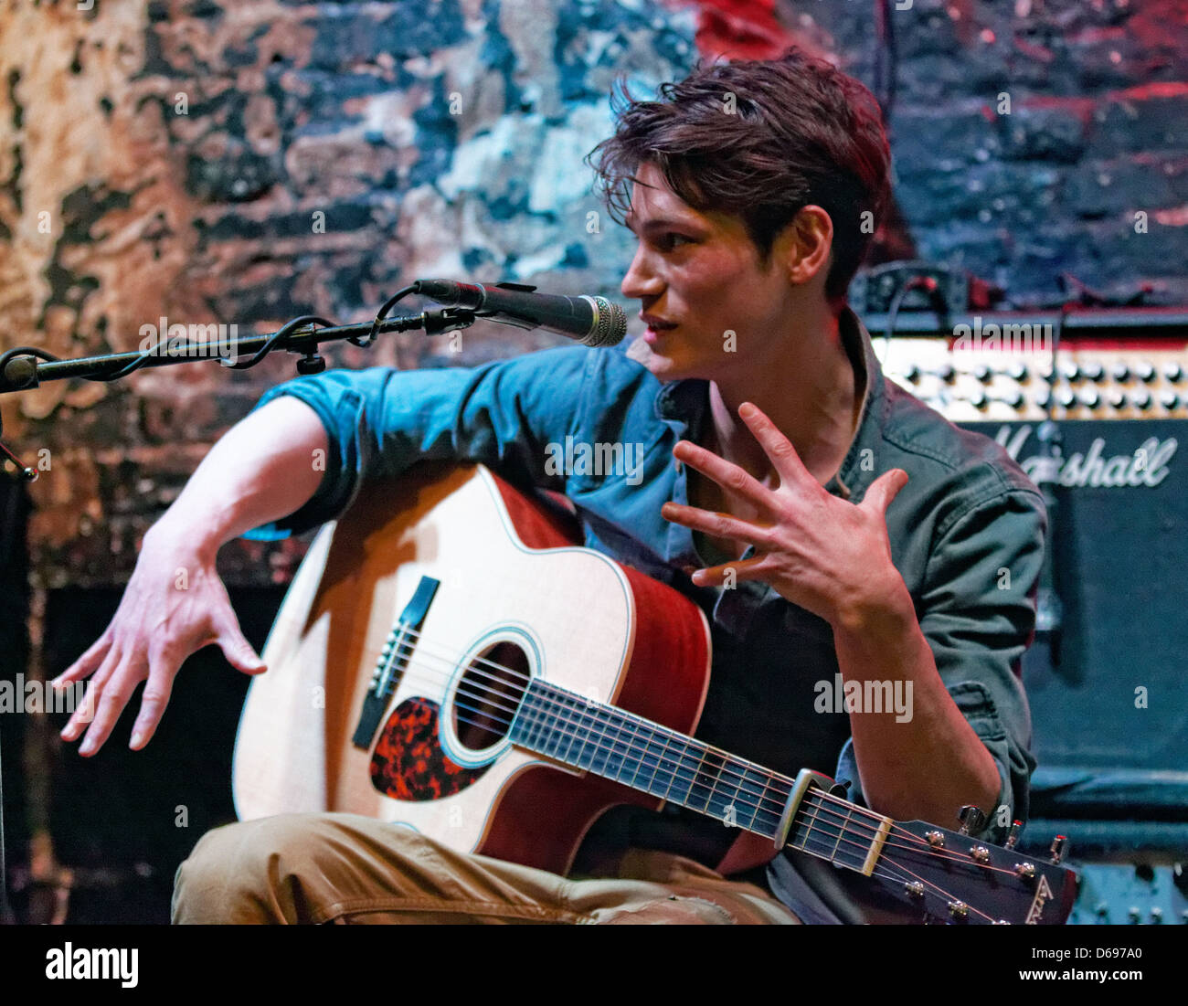 Musician and model Sam Way performing at 12 Bar Club, Soho, London ...