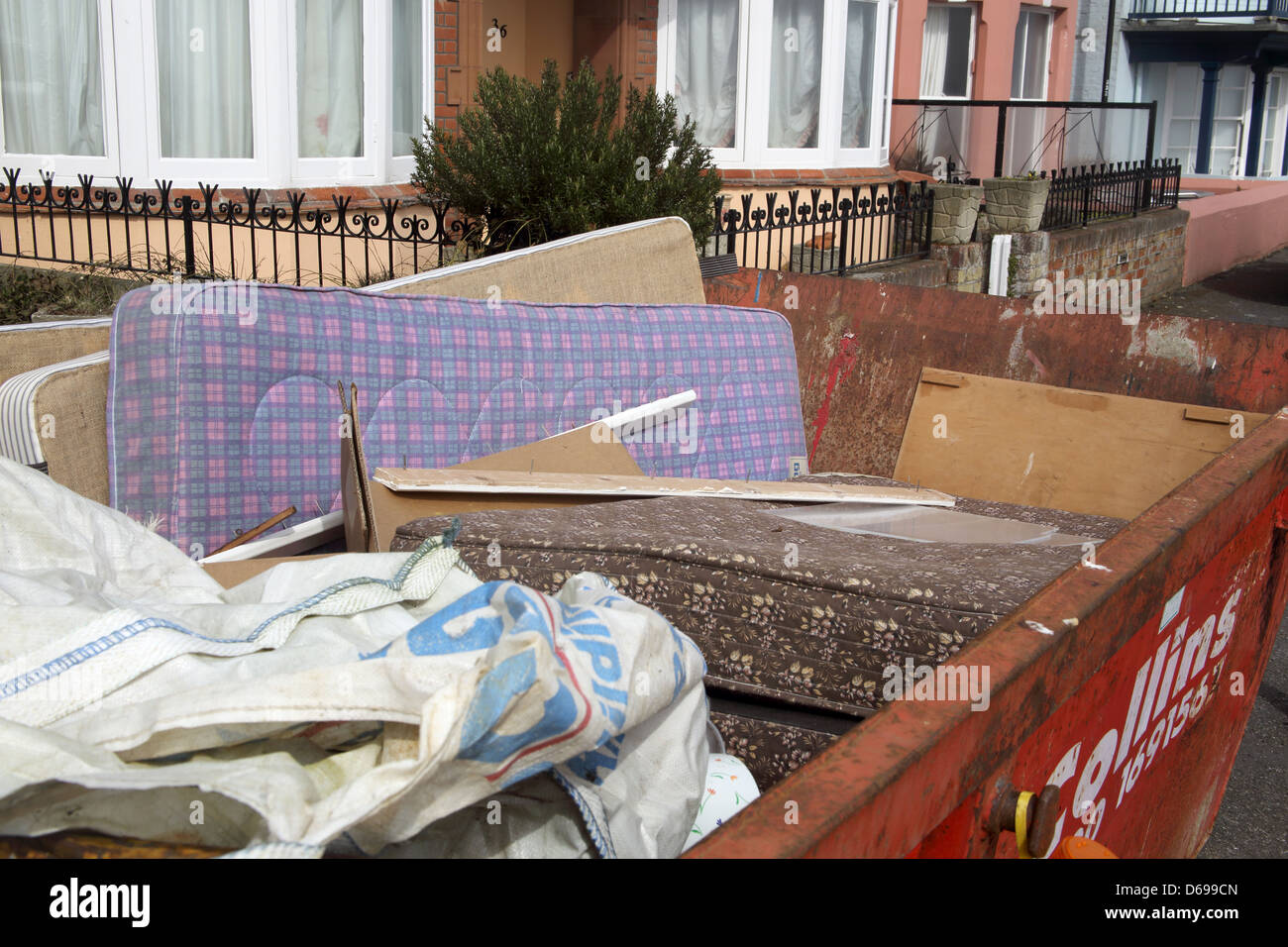household rubbish in a skip Stock Photo Alamy