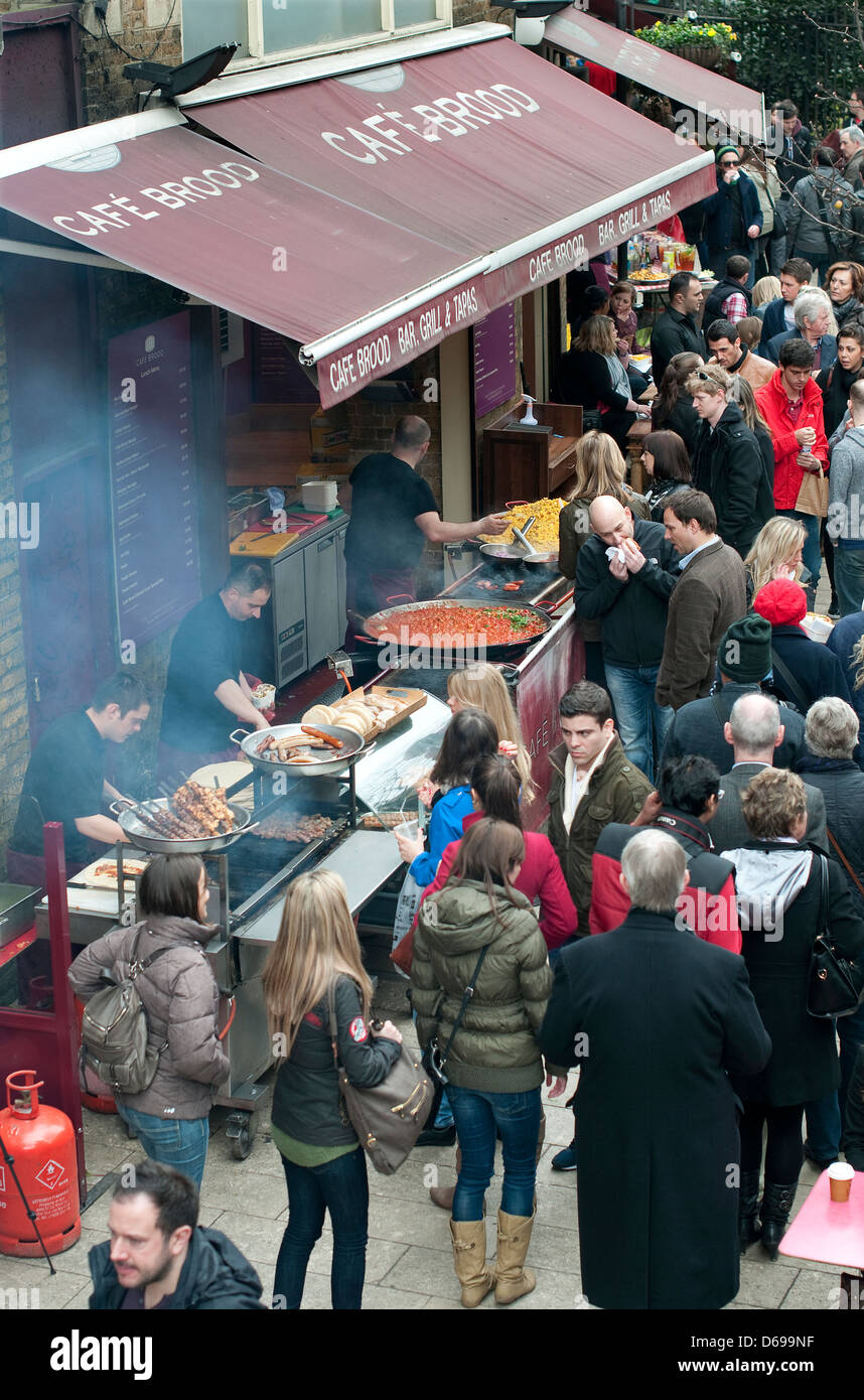 street food at borough market, london, england Stock Photo