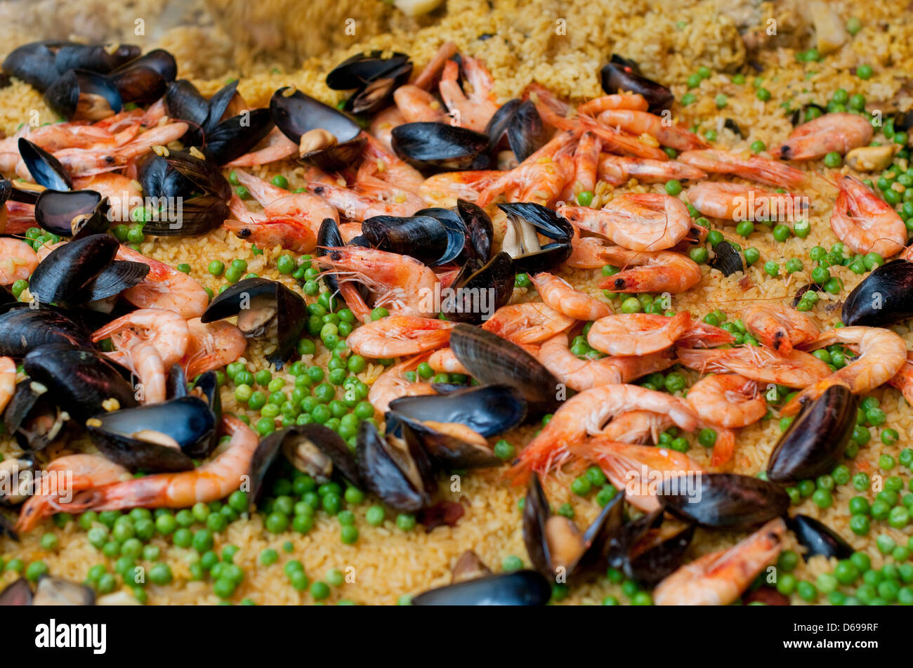 seafood paella, borough market, london, england Stock Photo