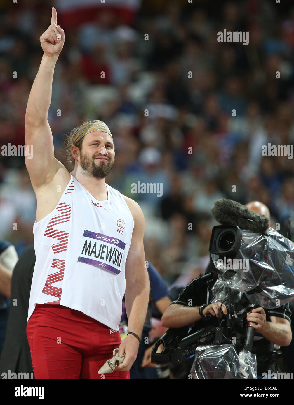 Tomasz Majewski of Poland celebrates after winning the gold medal in