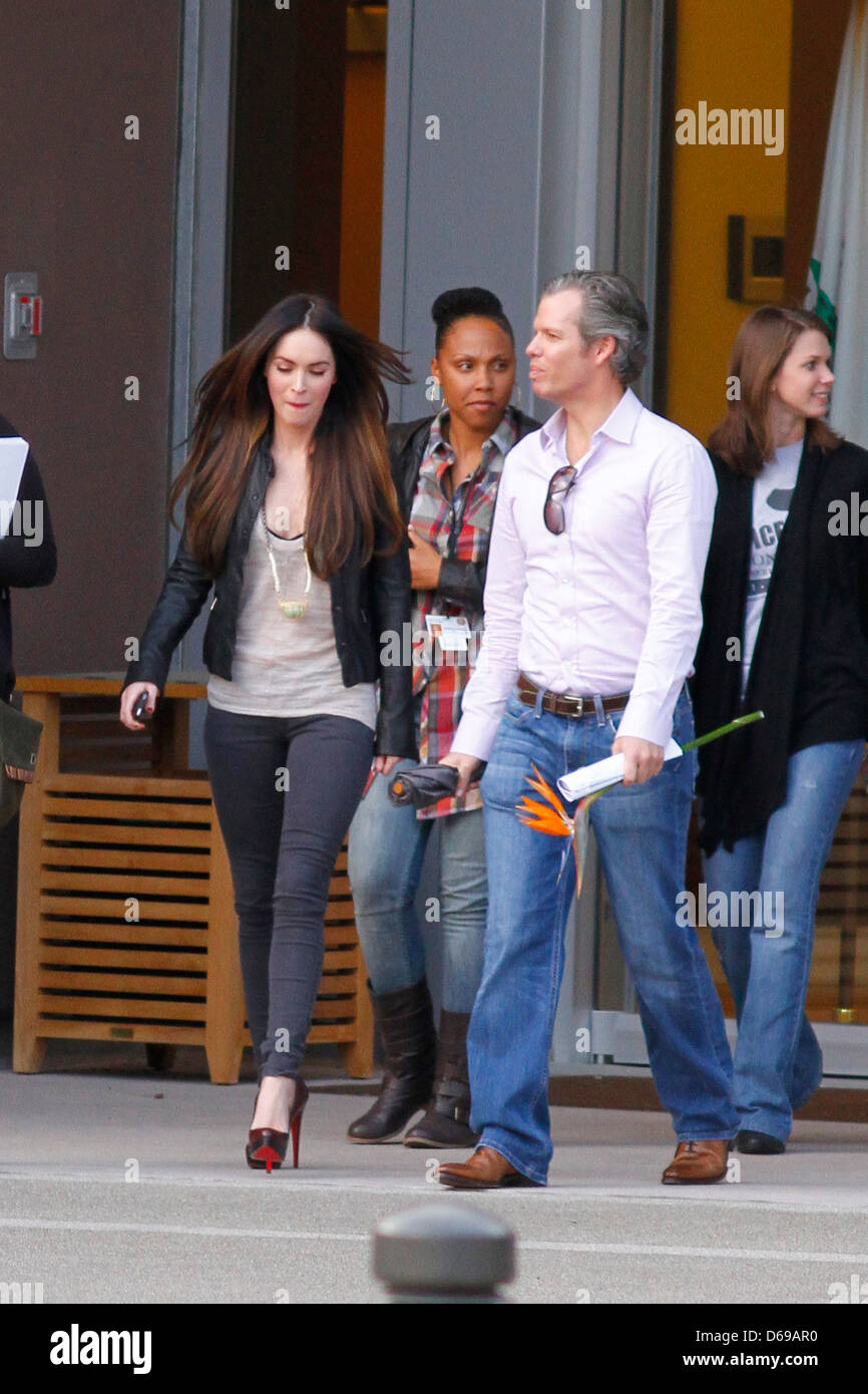 Megan Fox is seen exiting an office building in Westwood Los Angeles, California - 11.11.11 Stock Photo
