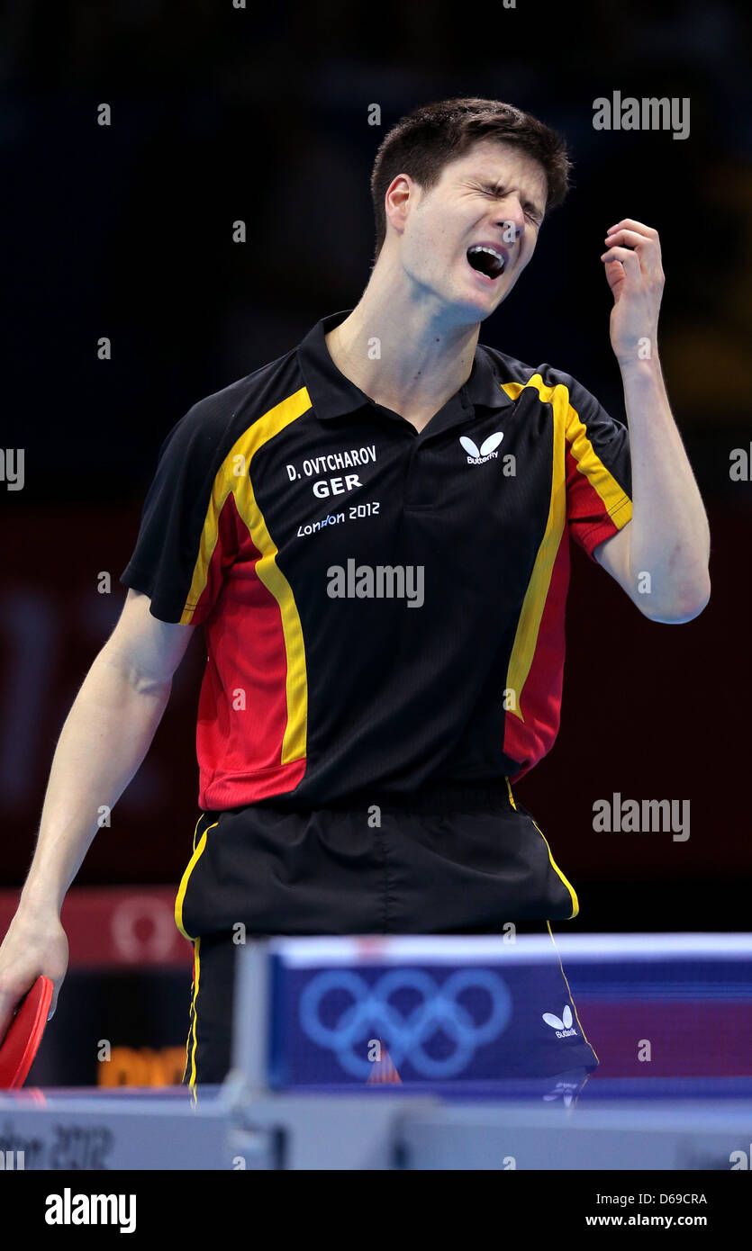 German table tennis Dimitrij Ovtcharov reacts during the match against