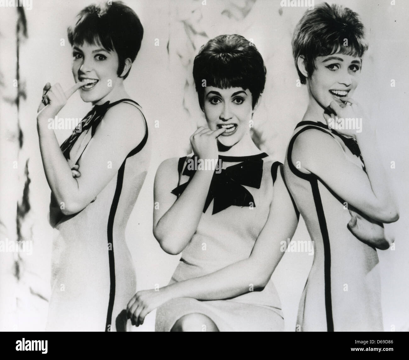 THE VERNONS GIRLS Promotional photo of UK vocal trio about 1962 after the group was slimmed down from the original fifties group Stock Photo