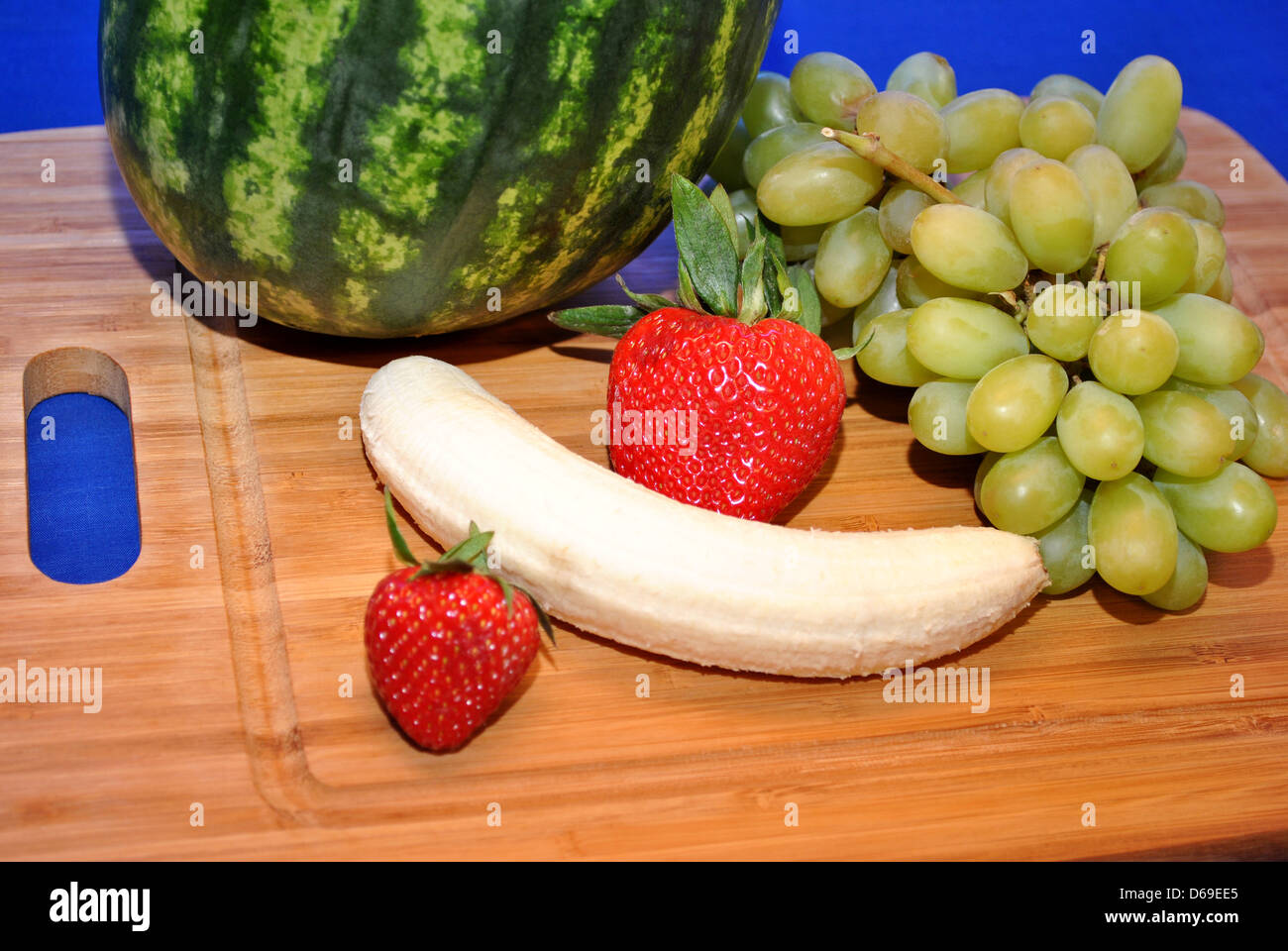Fresh Fruit Ingredients; Watermelon, Banana, Grapes, Strawberry Stock