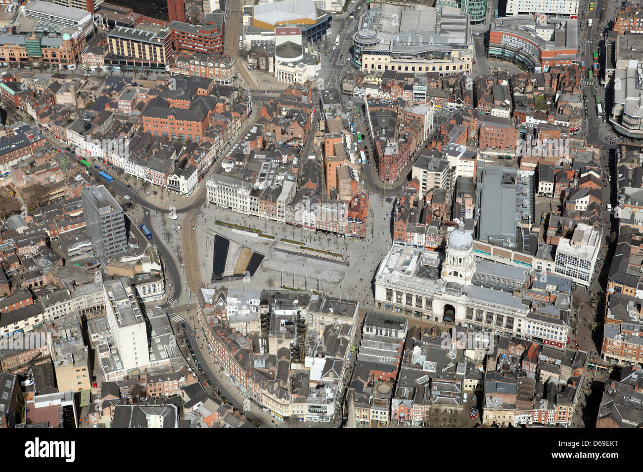 aerial view of Nottingham city centre, Nottingham Town Hall Stock Photo