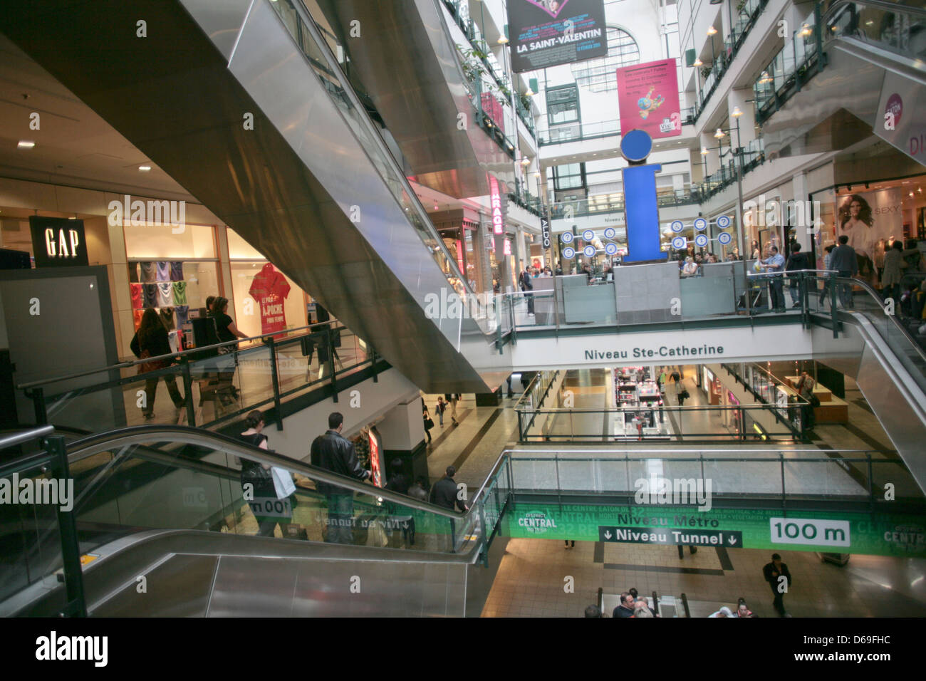 The Montreal Eaton Centre in Quebec. Stock Photo