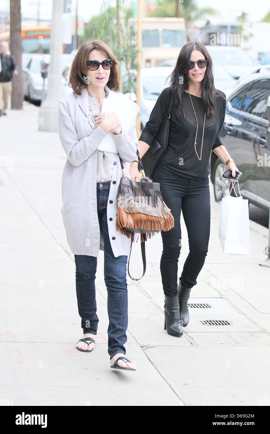 Courteney Cox And A Friend Have Lunch At The Little Door And Shop