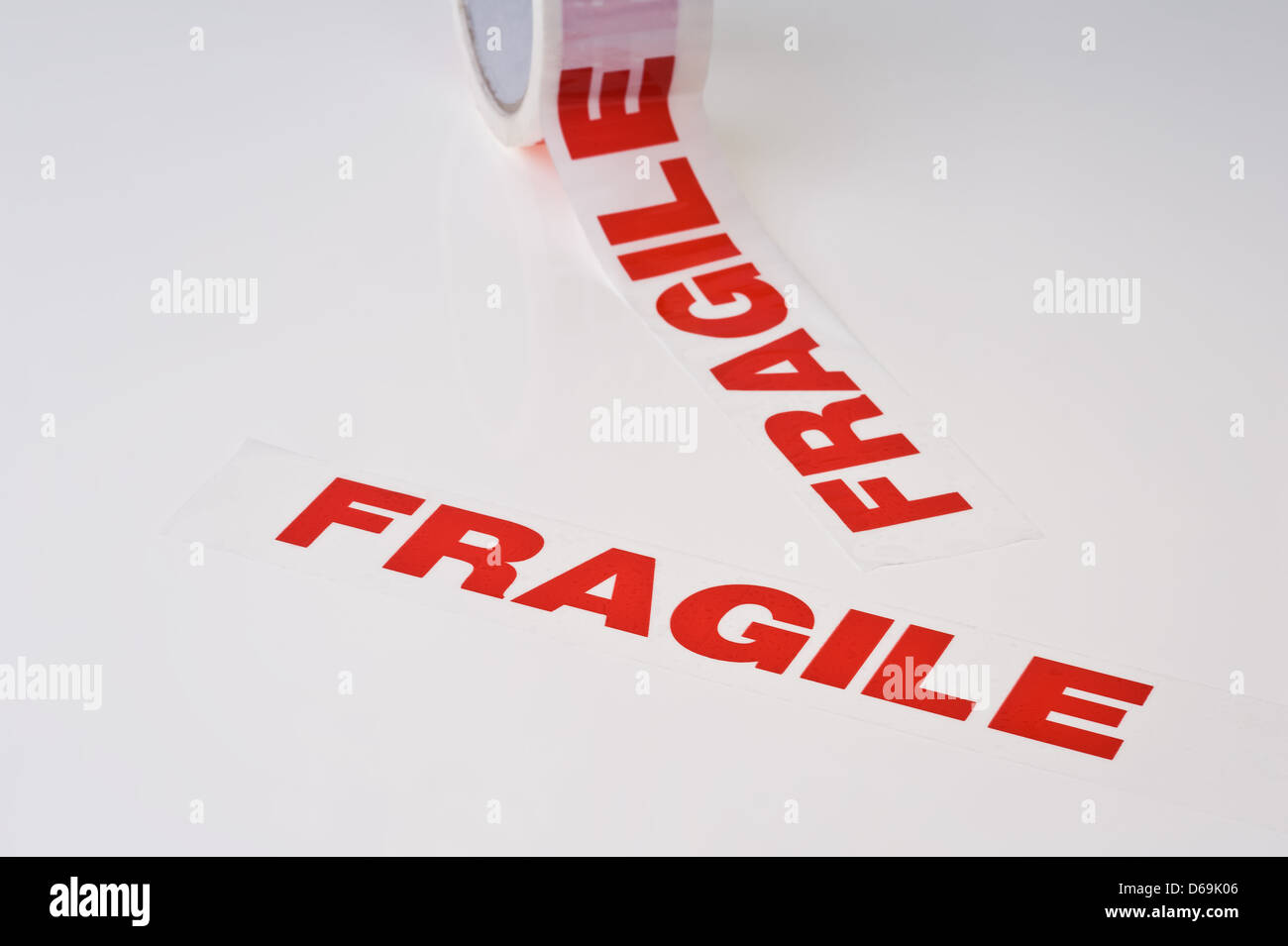 Fragile parcel tape. Stock Photo