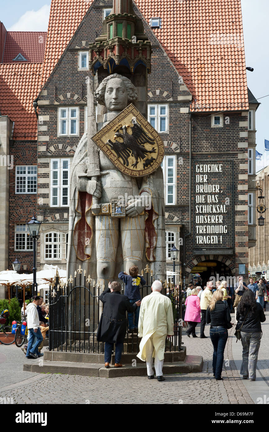 Bremen, Germany, the Bremen Roland on the Marketplace of Roland Stock ...