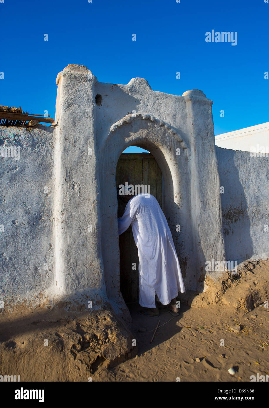 Traditional Nubian Architecture And Plasterwork Of A Fine Doorway, Tumbus,sudan Stock Photo