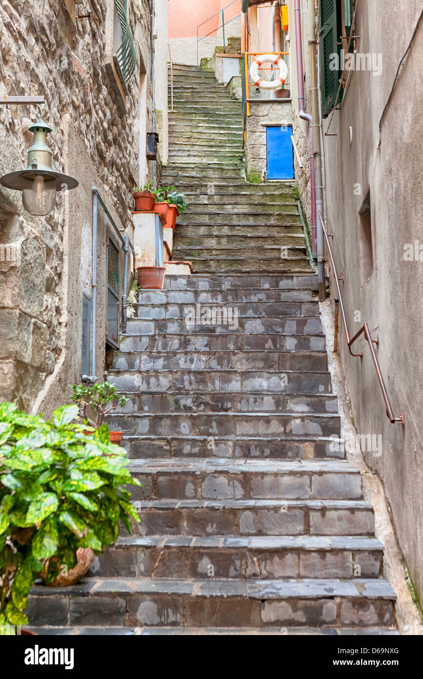 Narrow street and steep steps of Via … – License image – 13819118 ❘  lookphotos