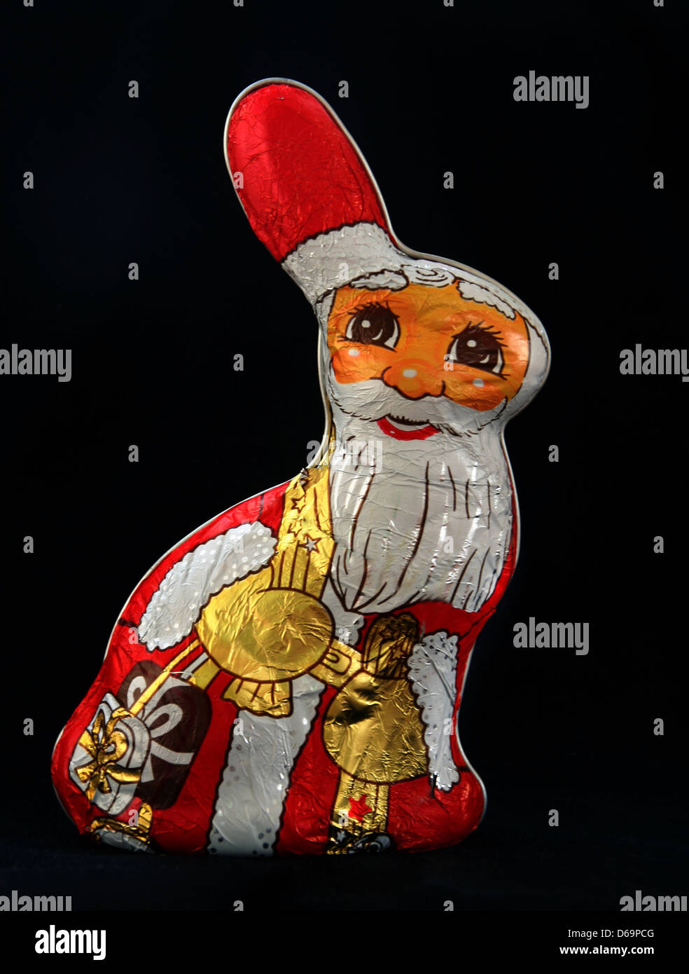 chocolate santa claus,humor,bizarre,christmas bunny Stock Photo