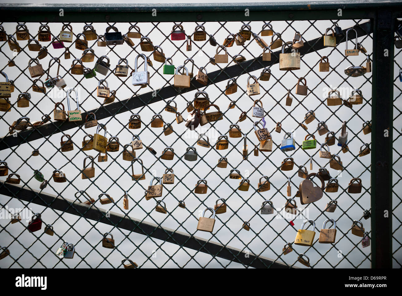 Padlocks on bridge, Paris, France Stock Photo