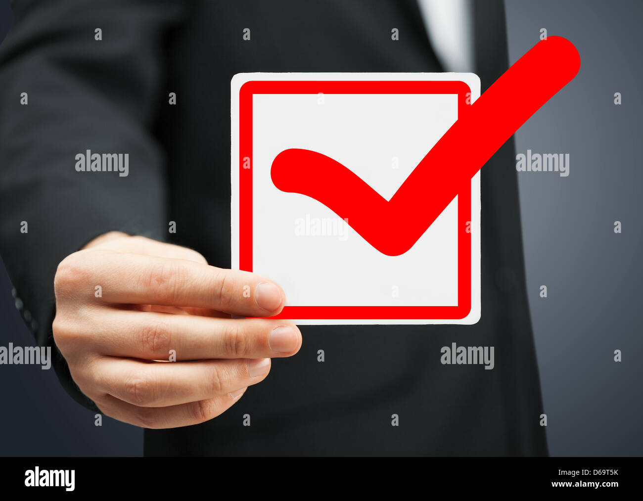 closeup of checkbox and red mark in it Stock Photo