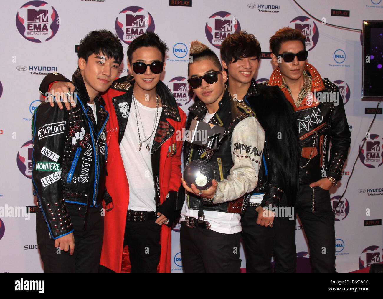 G-Dragon, Taeyang, T.O.P., Daesung, Seungri of BIGBANG The MTV Europe Music Awards 2011 (EMAs) held at the Odyssey Arena - Stock Photo