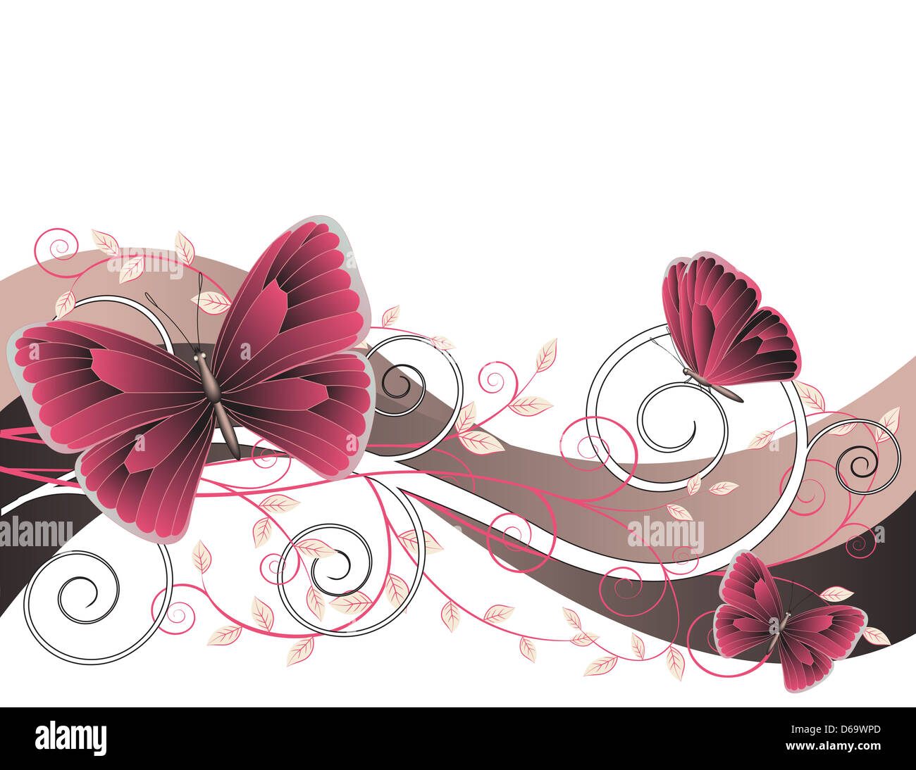 floral illustration with butterflies Stock Photo - Alamy