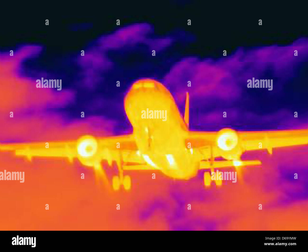Thermal image of airplane in sky Stock Photo Alamy