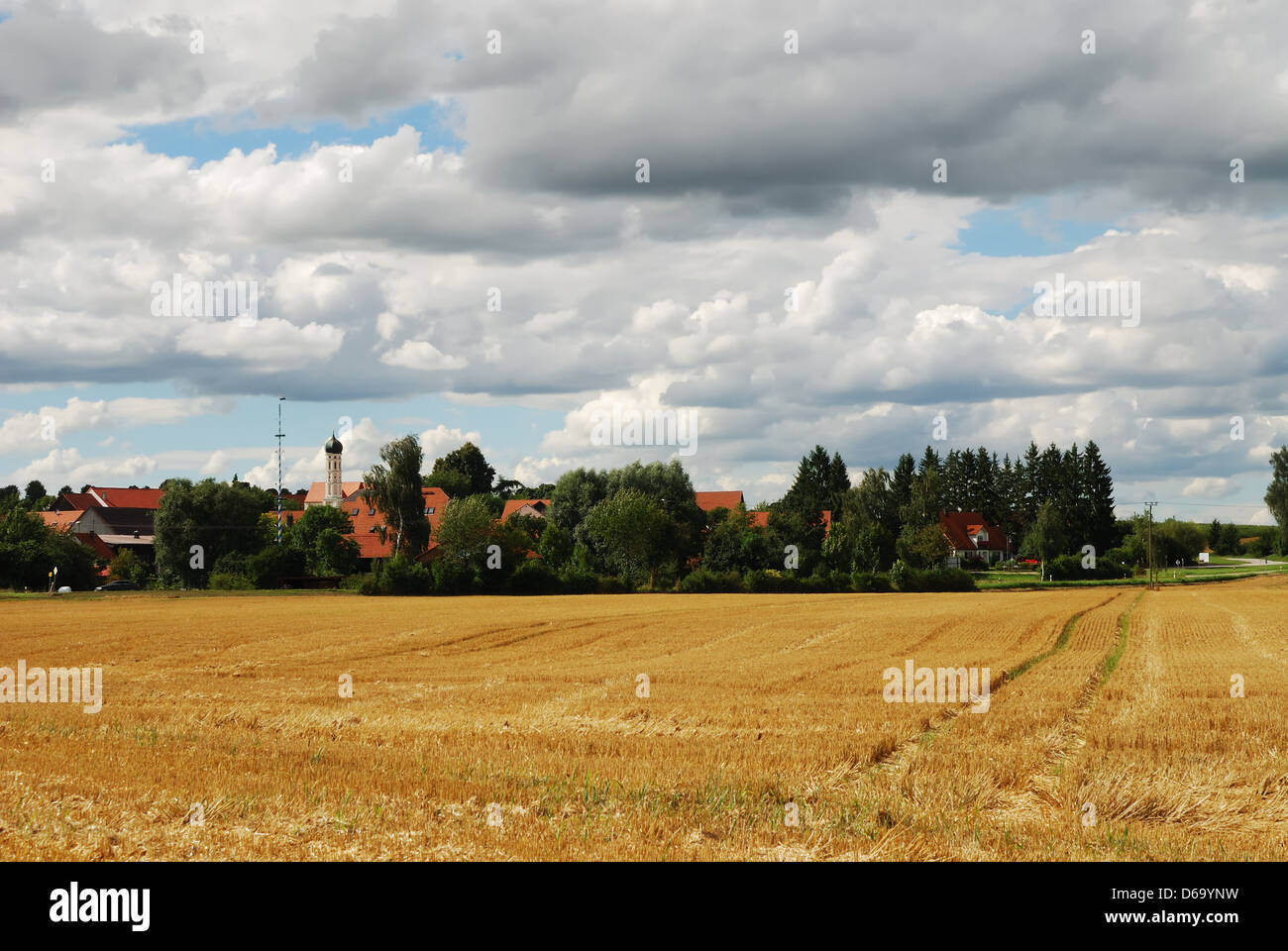 Landscpae with small village in Bavaria Stock Photo