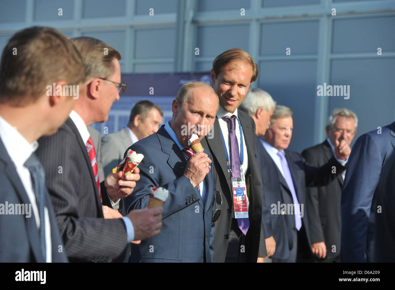 Prime minister of Russia Vladimir Putin eating icecream when visiting  MAKS-2011 International air show Moscow, Russia Stock Photo - Alamy