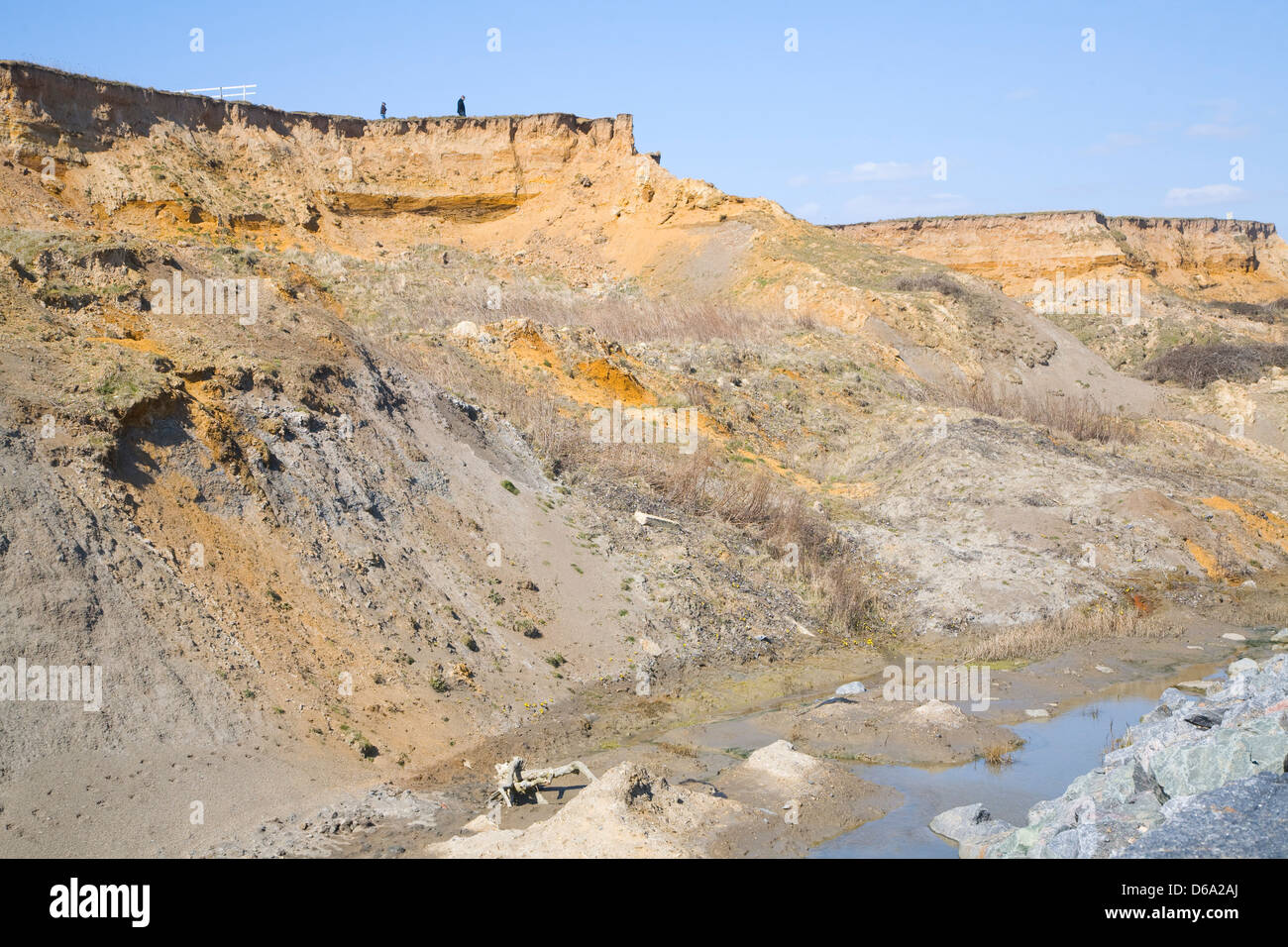 Rapidly eroding soft cliffs at Walton on the Naze, Essex, England Stock Photo