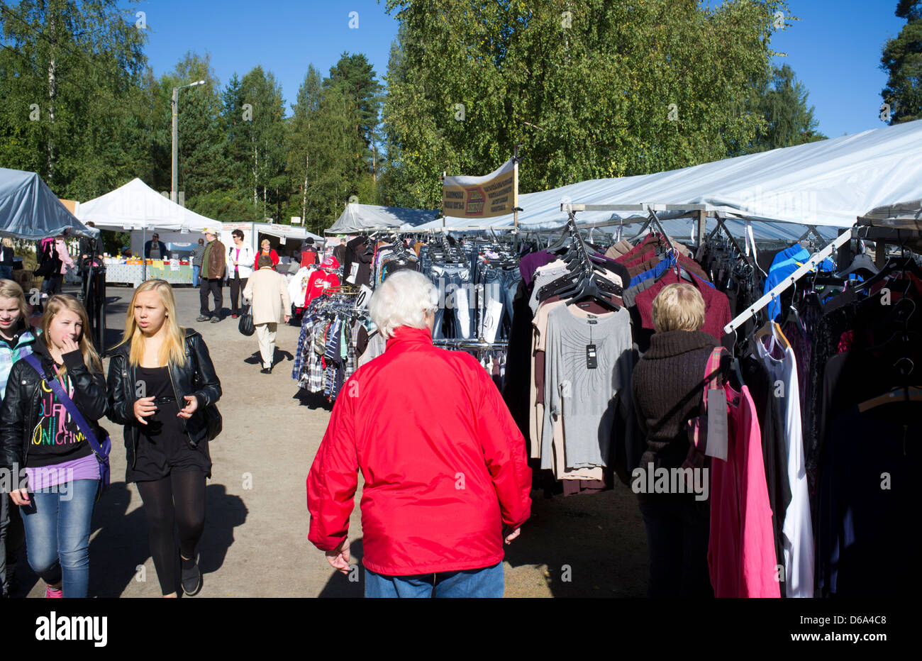People at Pestuumarkkinat market fair , Rautalampi Finland Stock Photo