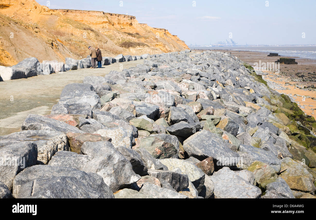 Crag Walk coastal defence and viewpoint structure, Walton on the Naze, Essex, England Stock Photo