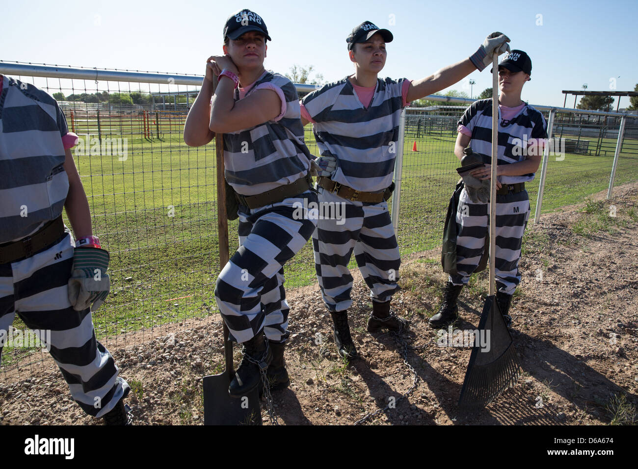 Female inmates about to perform weeding duty at Dawn. Stock Photo