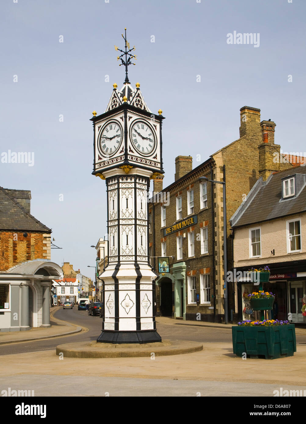 Victorian clock tower in town centre, Downham Market, Norfolk, England
