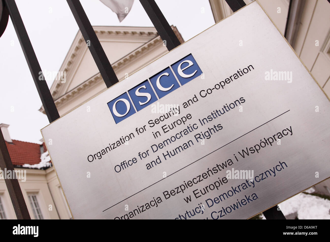 OSCE Organisation for Security and Co-operation in Europe building sign Stock Photo