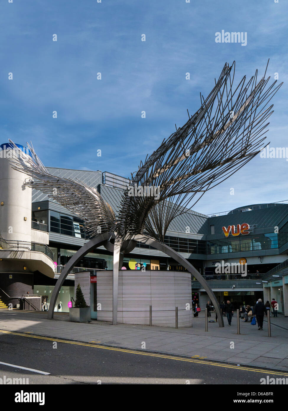 LONDON, UK - APRIL 14, 2013:  N1 Centre in Islington, London showing the 'Angel Wings Sculpture at the entrance Stock Photo