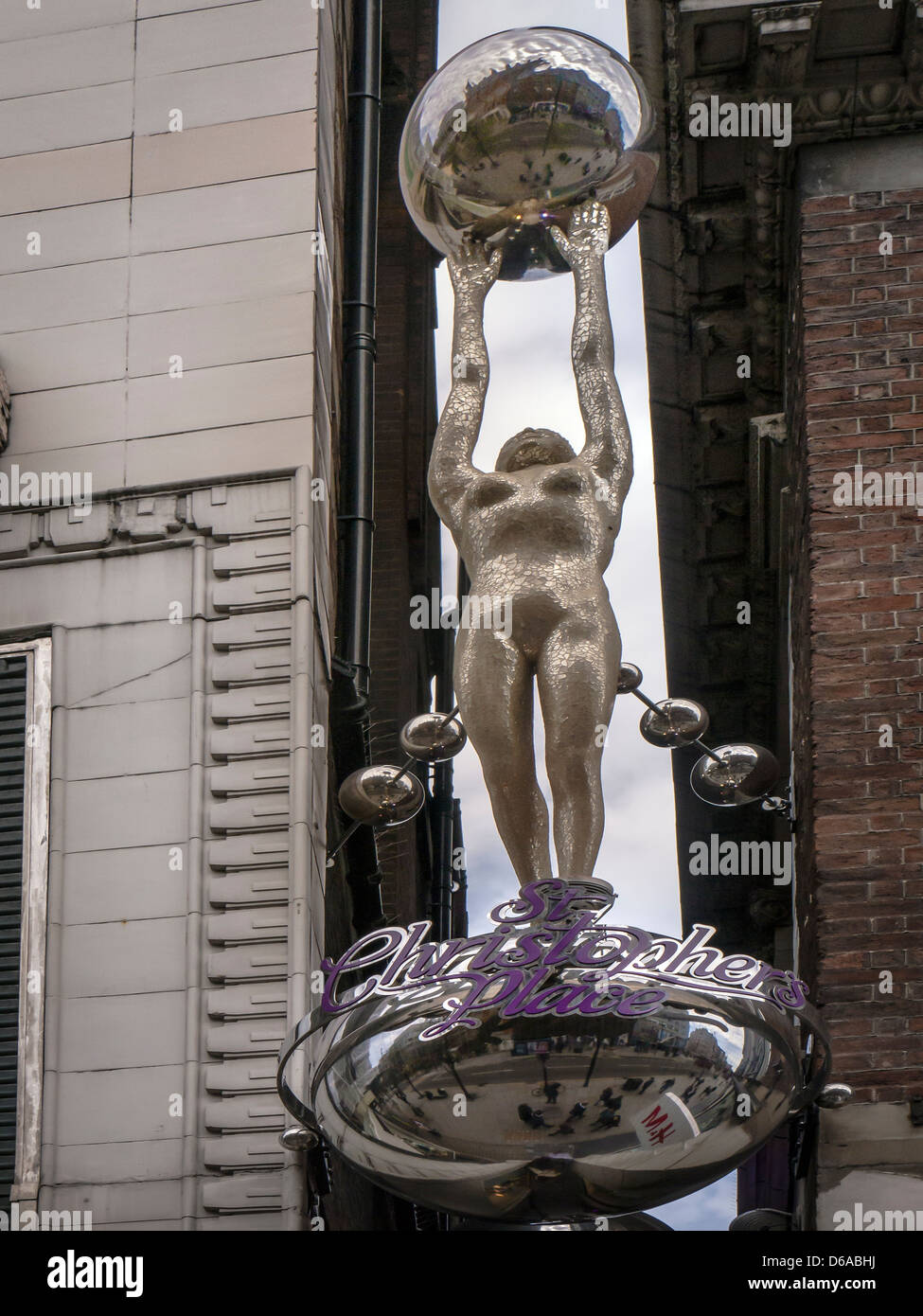 LONDON, UK - APRIL 14, 2013: Statue at the entrance to St Christopher's Place Stock Photo